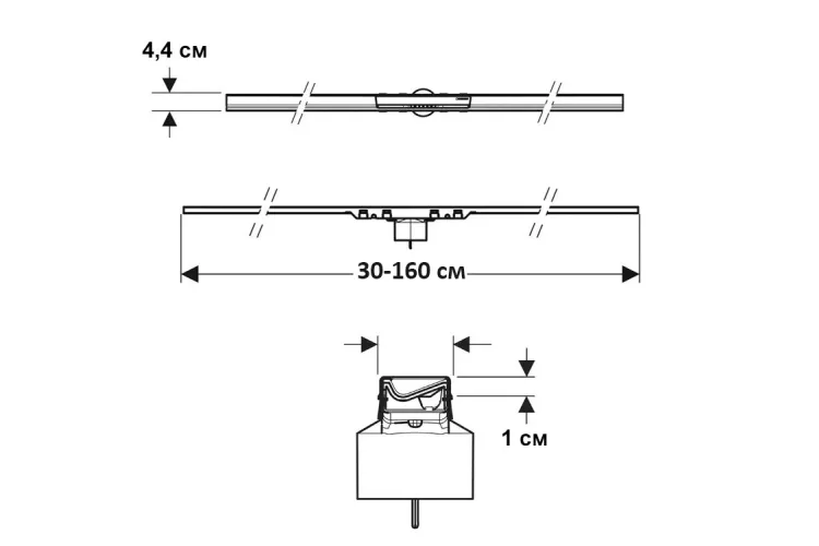 Декоративна накладка дренажний канал CleanLine20, полірований/матовий, нерж.сталь L30-160 см 154.453.KS.1 зображення 2