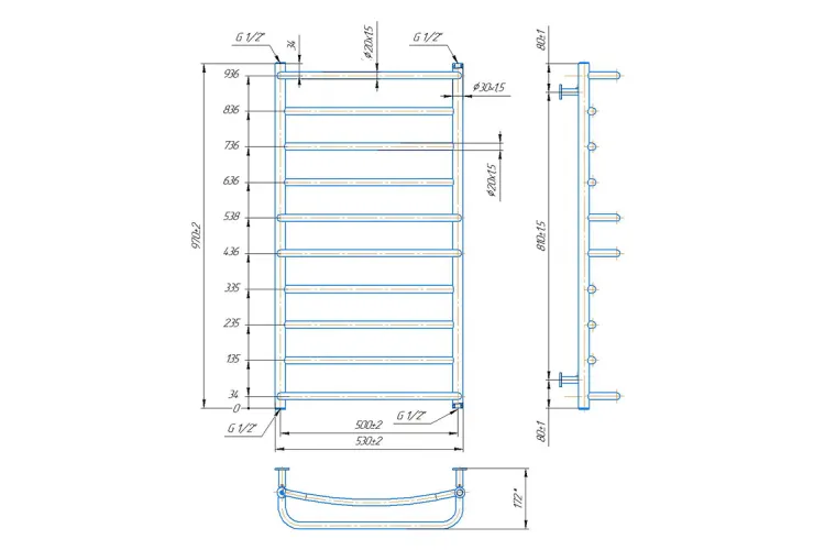 Рушникосушка INOX Люкс 970х530/500 зображення 4