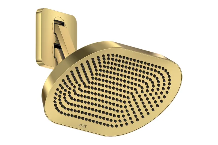 Верхній душ Axor ShowerSphere 370х220 2jet EcoSmart з регульованим кронштейном, Polished Gold Optic (39746990) зображення 1