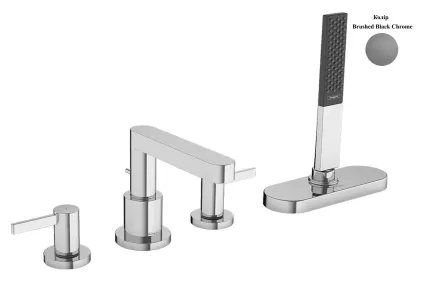 Змішувач Finoris врізний на край ванни 4 отв з sBox, Brushed Black Chrome (76444340)