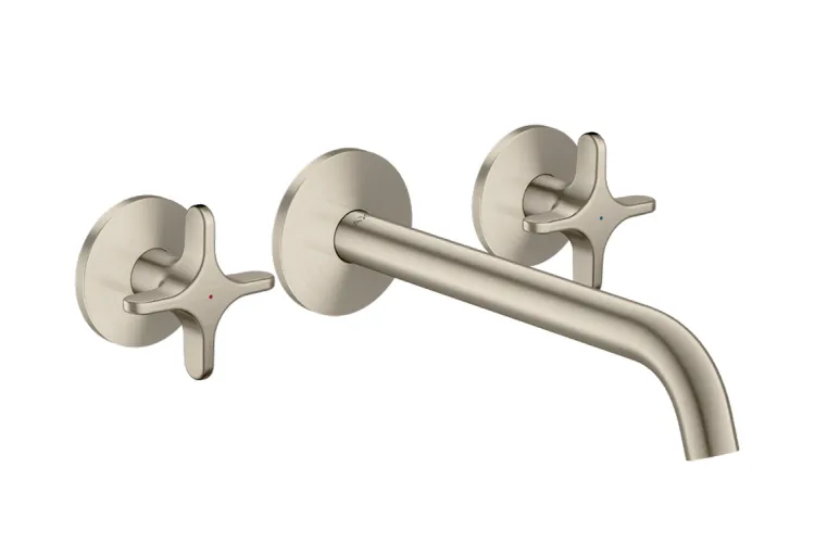 Змішувач AXOR One Cross 220 для умивальника зі стіни на 3 отвори Brushed Nickel 48140820 image 1