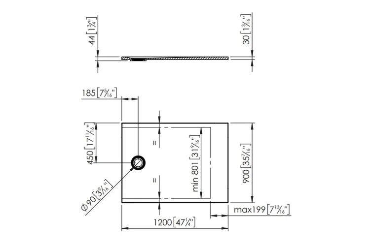 Піддон душовий квадратний LINE, KRION 110х90, graphite (100219360) зображення 2
