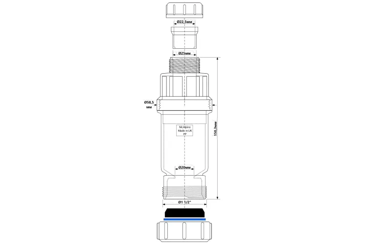 Сифон MACTUNE-2-40 "сухий" з самозакриваючим клапаном 25*40 мм image 2