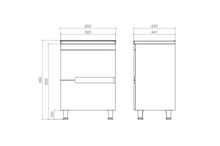Тумба ВЕРОНА сіра + УМИВАЛЬНИК ГЛОРІЯ 90 з 2-ма шухлядами на ніжках зображення 6