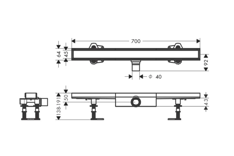 Трап для душу "RainDrain Compact Flat" 700 мм під плитку (56165000) image 4