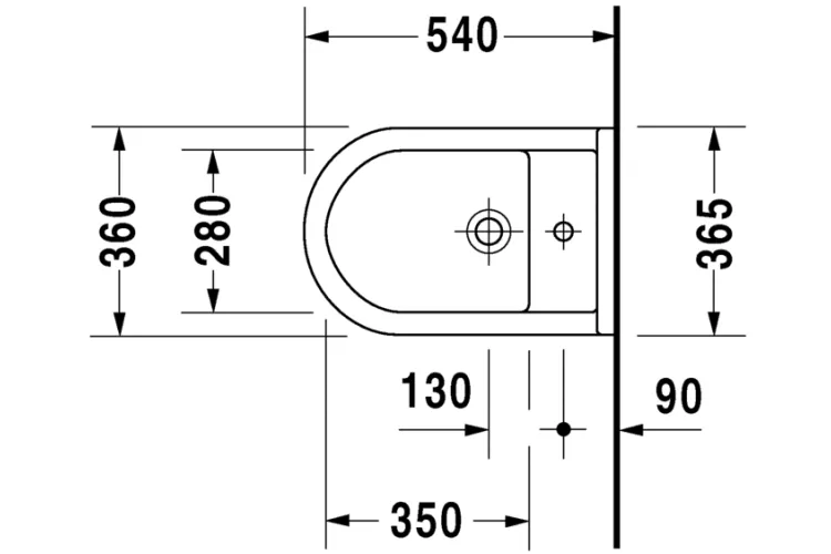 STARCK 3 Біде підвісне 54х36 см з кріпленням (2280150000) зображення 2