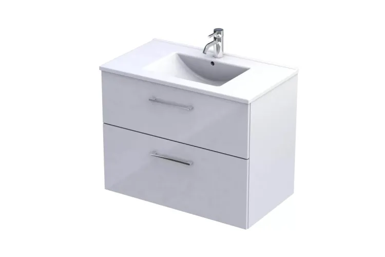 Тумба з умивальником GEO 80 см, дві шухляди, білий глянець 209000 зображення 1