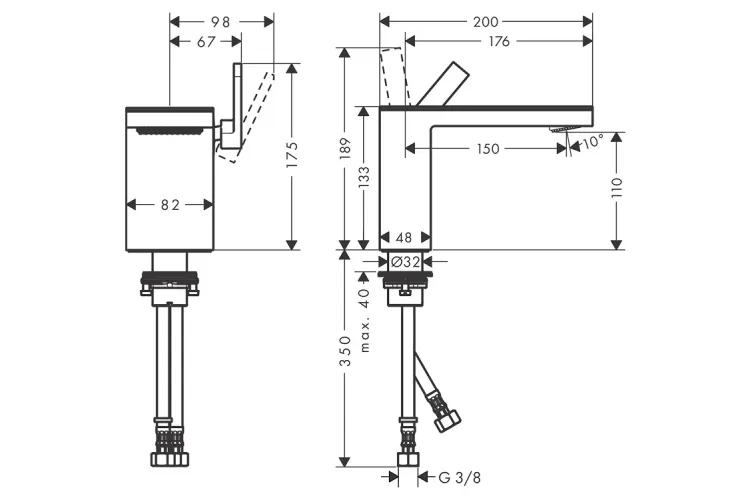 Змішувач Axor MyEdition 110 для умивальника без накладки, Brushed Black Chrome 47032340 image 2