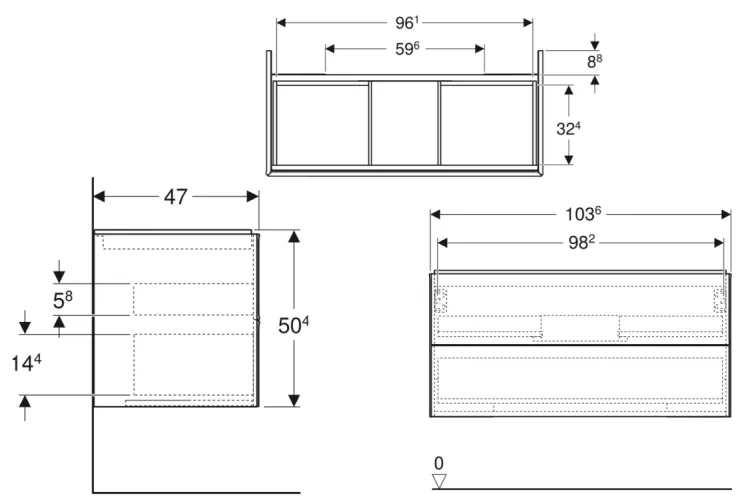 Тумба під умивальник ONE 105 см, 2 шухляди, білий мат (505.264.00.2) зображення 2
