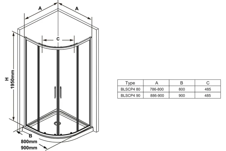 Душова кабіна BLSCP4-90 Blix Slim Чорний профіль Transparent  X3BM70300Z1 image 5