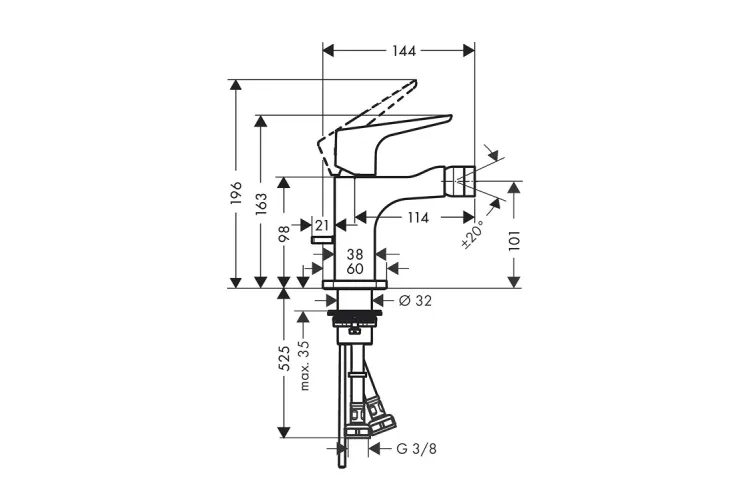 Змішувач Axor Citterio E Lever для біде, Brushed Black Chrome 36121340 зображення 2