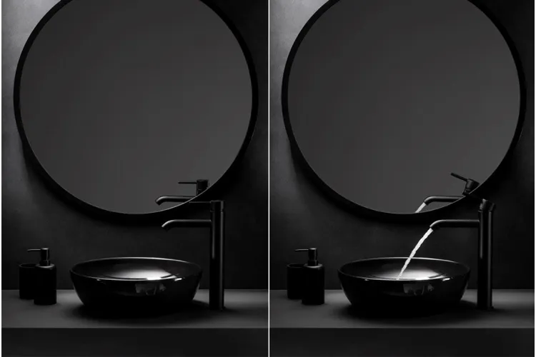 Змішувач для умивальника настільний МОЗА, black 5032-612-81 зображення 2