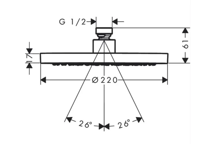 Верхній душ Axor 220 1jet Chrome (35382000) image 2