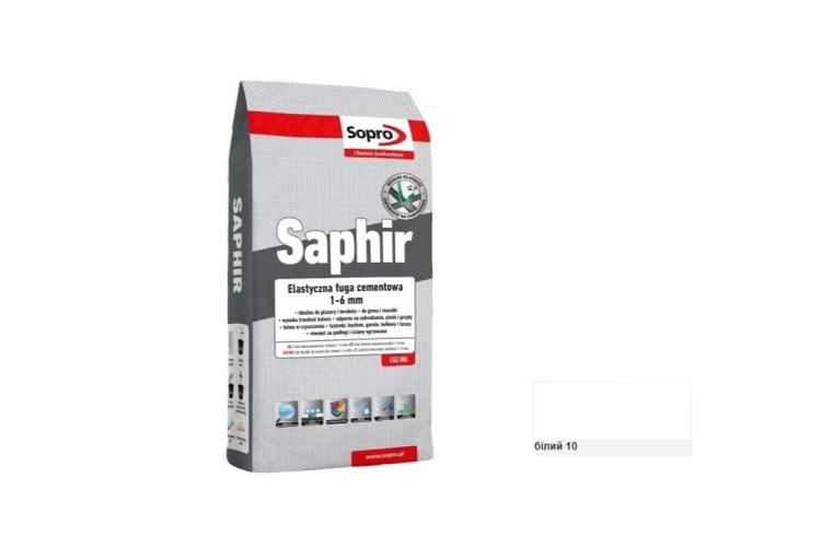 Затирка для швів SOPRO SAPHIR №9500 Білий (10) 3 кг image 1