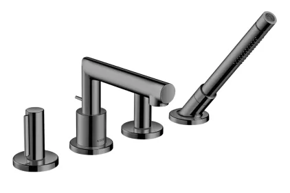 Змішувач Axor Uno на край ванни 4 отвори виступ 152мм, Polished Black Chrome (45444330)