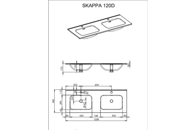 Умивальник Skappa 120 Duo (145875) кераміка зображення 2