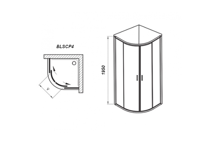 Купити Душова кабіна BLSCP4-80 Полірований алюміній Transparent X3BM40C00Z1 фото №1