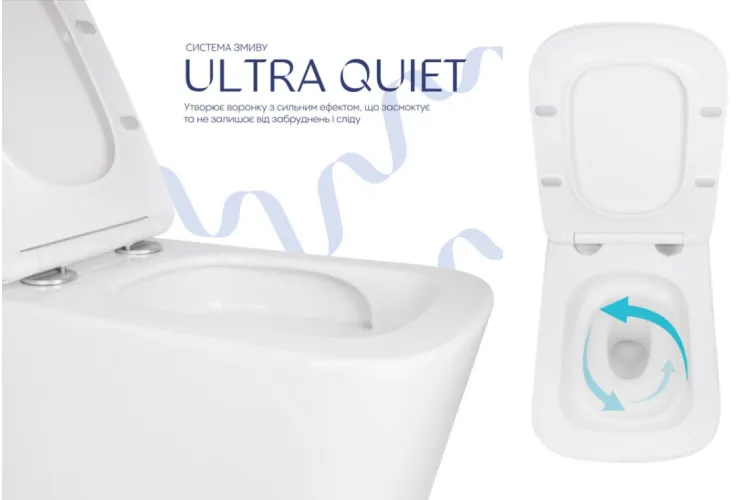 TERN Унітаз підвісний Ultra Quiet, Rimless із сидінням дюропластовим Slim повільнопадаючим,White image 3