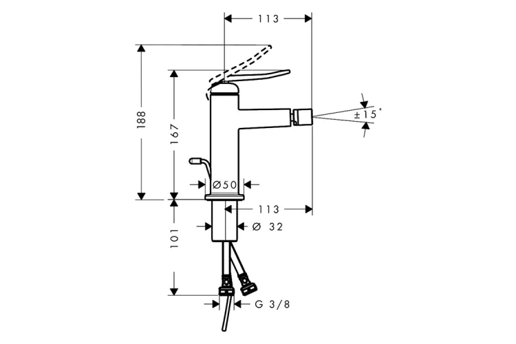 Змішувач Axor Archivio для біде, Stainless Steel Optic (34201800) зображення 2
