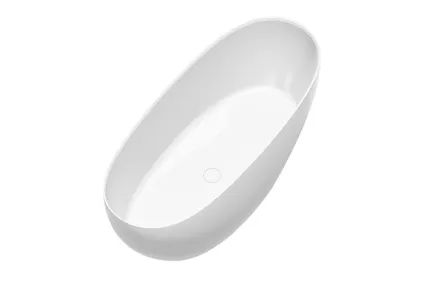 Ванна вільностояча з литого мармуру SANDHAMN 170х70 Gelcoat біла глянцева з сифоном клік-клак