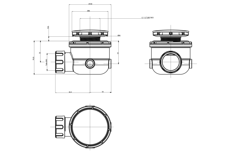 Дренажна система з керамічною кришкою d 90 мм Latte для душових піддонів Water Drop (PLFC) зображення 2