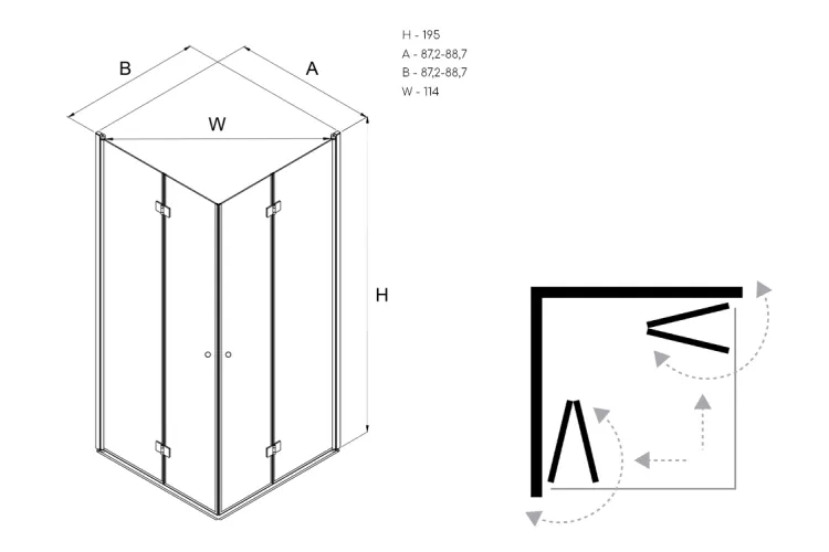 Душова кабіна квадратна SUPERIA 2D 90x90x195 прозоре скло ACTIVE SHIELD 6мм зображення 2