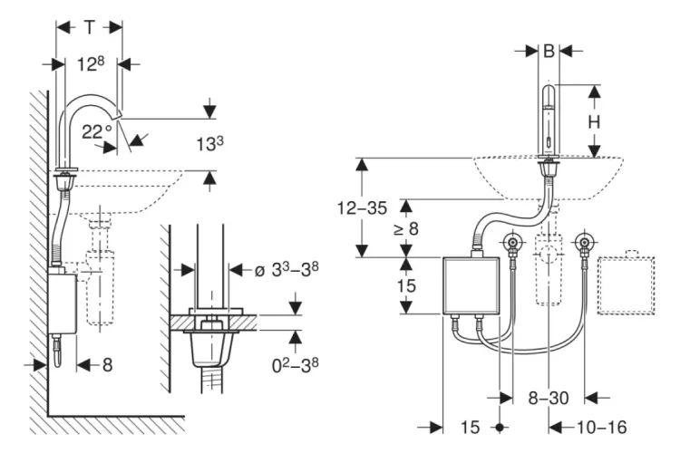 Змішувач Piave безконтактний до мережі, для зовнішнього блоку, чорний мат (116.162.14.1) image 2
