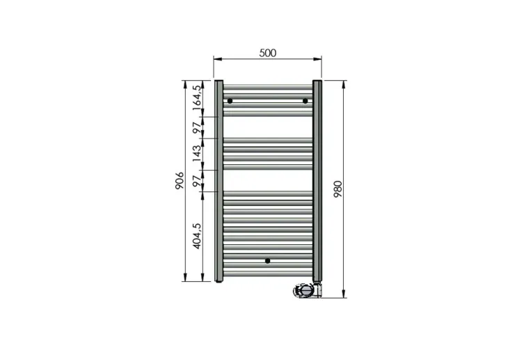 Рушникосушка електрична AURA 906x500 сталь Chrome (PBECZ-090-50/MQ) зображення 3