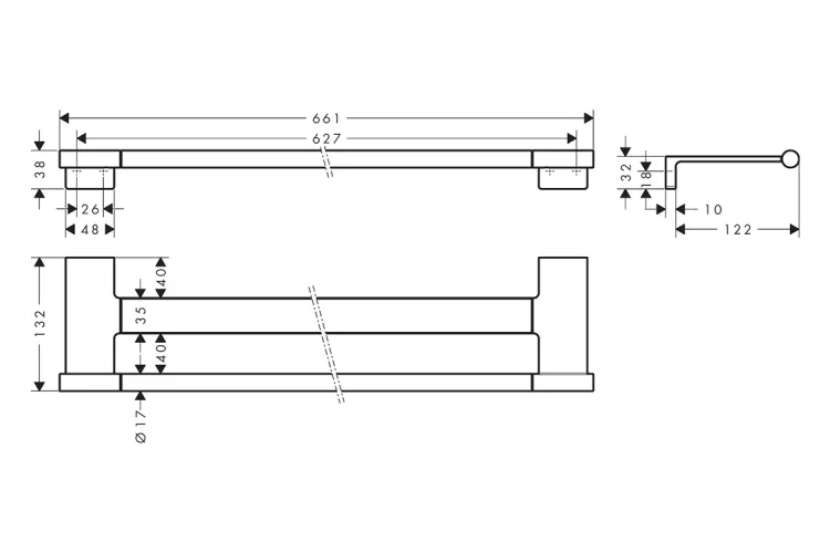 AddStoris S Рушникотримач подвійний 66.1x13.2 см, Matt Black (41763670) image 3