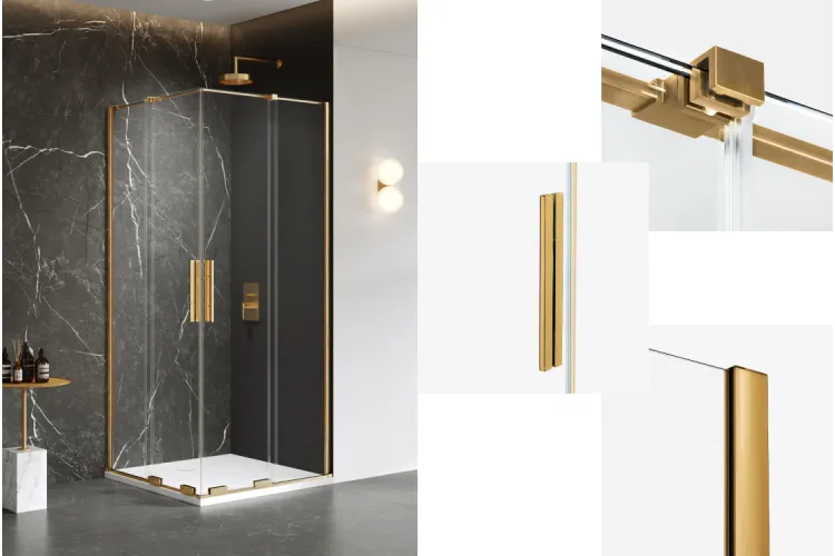 Душова кабіна квадратна SMART GOLD 2D 90x90х200 скло transparent glass 8мм ACTIVE SHIELD 2,0 image 1