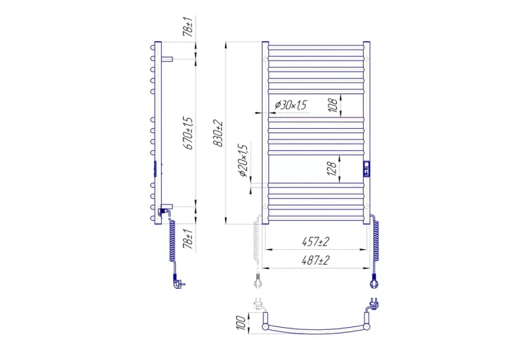 Рушникосушка Фенікс-I 830х500/100 TR чорний мат зображення 2