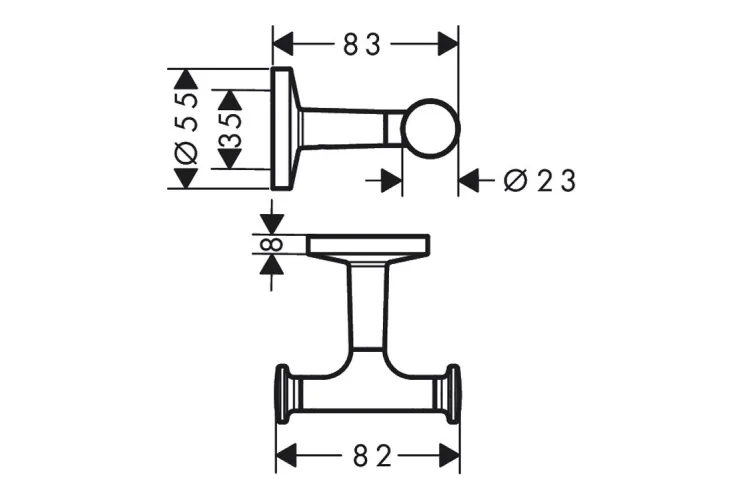 Гачок подвійний 8.3 х2.3 x 8.2 см Axor Universal Circular, Brushed Nickel (42812820) зображення 2