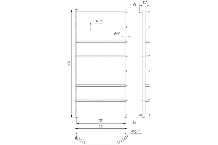 Рушникосушка Трапеція HP 1100х530/500 UA зображення 2