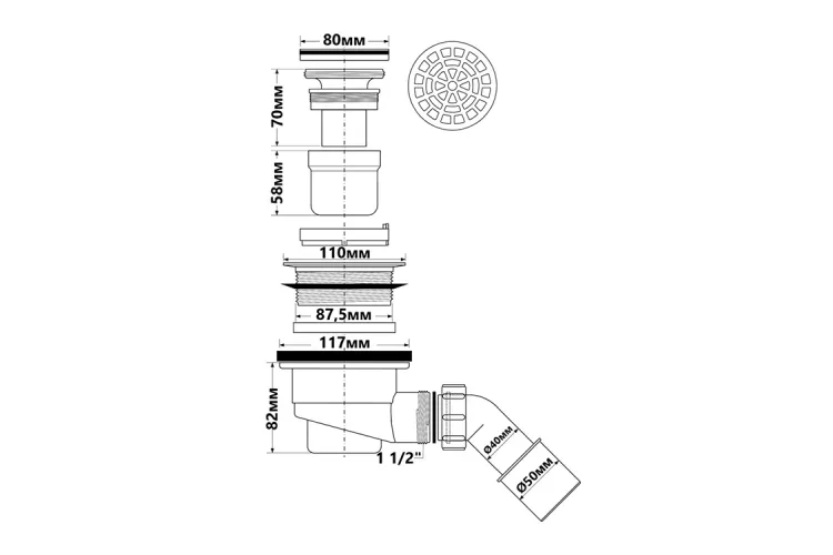 Сифон для піддона 90 mm HC27-CPBR хром image 2