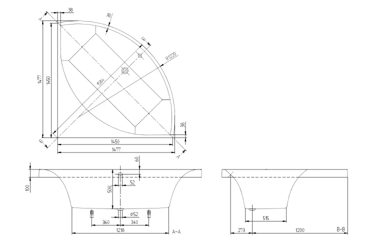 SQUARO Ванна 1450x1450 кутова з ніжками Quaryl (UBQ145SQR3V-01) зображення 3