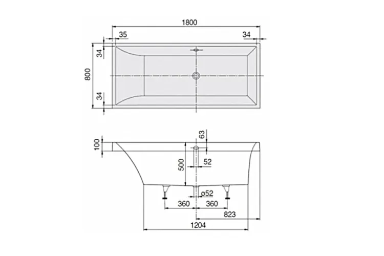 SQUARO Ванна кварил 1800*800 (UBQ180SQR2V-01) зображення 4