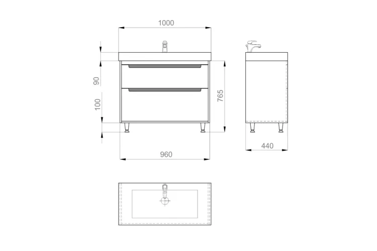 Тумба GRETA 100 біла з умивальником САВА, 2F, MV0000909 image 4