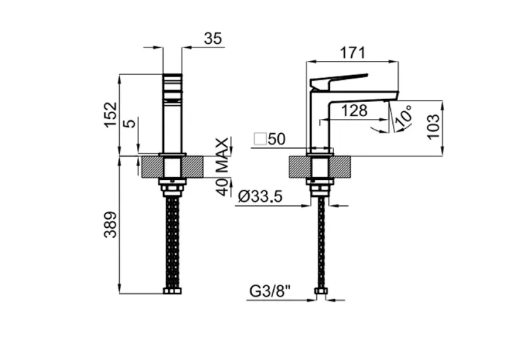 SQUARE Змішувач для умивальника, без автоматичного донного клапана, matt black (100264006) зображення 4