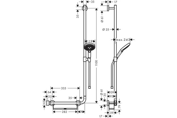 Душовий набір Raindance Select S 120/110 см 3Jet Right Chrome (26326000) зображення 2