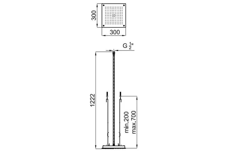 SQUARE Верхній душ 30х30, підключення 1/2", хромований (100121021) image 2