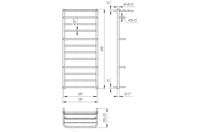 Рушникосушка Люксор 1200х530/500 зображення 2