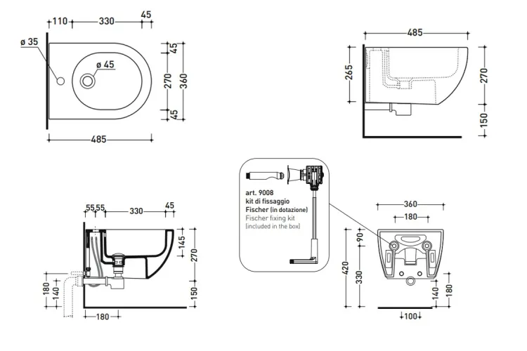 MINIAPP Біде підвісне, (AP219) зображення 3