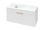 Тумба АДЕЛЬ біла з умивальником РОДЕО 100 підвісна (ручка золото)