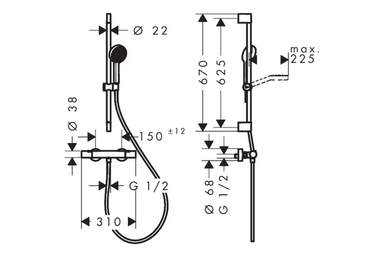 Комплект : душовий набір Activera Select S 0,65 EcoSmart із термостатом Ecostat Fine, Chrome (28876000) зображення 5