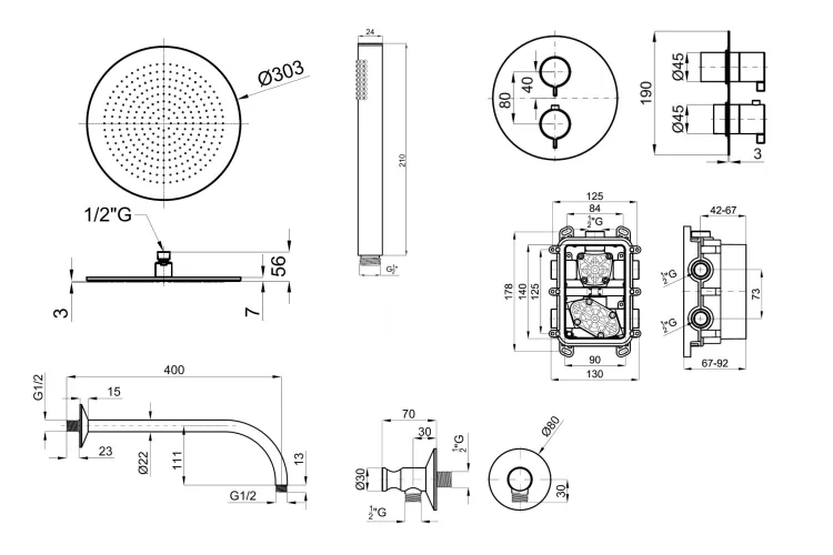 PACK THERMOSTATIC LIGNAGE GOLD к-т для душу, золото (100279801) image 2