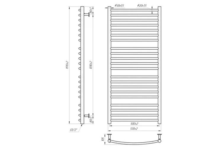 Рушникосушка INOX Фенікс 1170х530/500 зображення 4