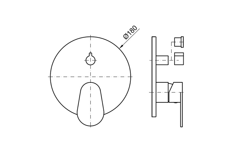 MOOD Зовнішня частина вбудованого змішувача для ванни/душу, хромований (100161422)  image 2