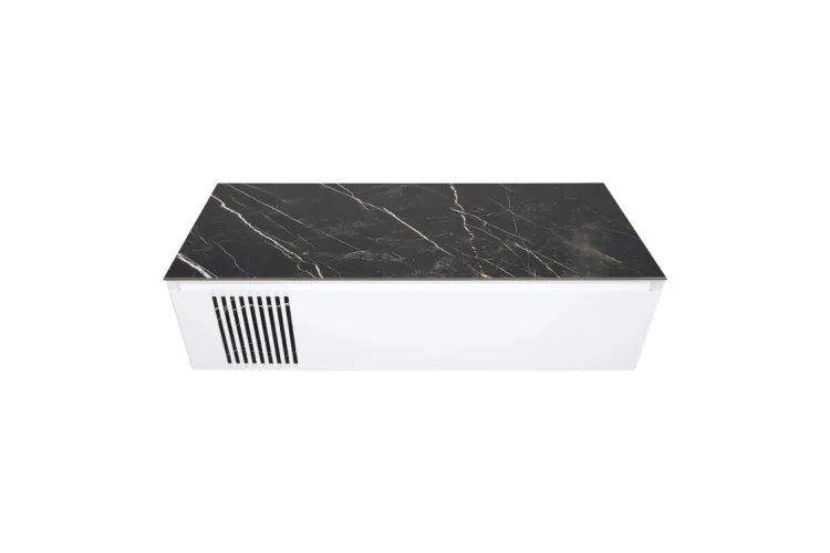 Тумба МАНХЕТТЕН зі стільницею з керамограніту Namibia Black 100 см консольна без умивальника, білий матовий зображення 3