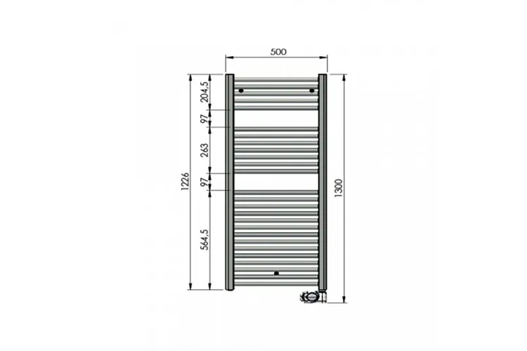 Рушникосушка електрична AURA 1226x500 сталь RAL9005 Jet Black matt (PBEBZ-120-50/MQ) зображення 5