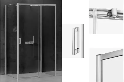 Душова кабіна PRIME LIGHT GOLD RIGHT 100x100x200 прозоре скло ACTIVE SHIELD 6мм